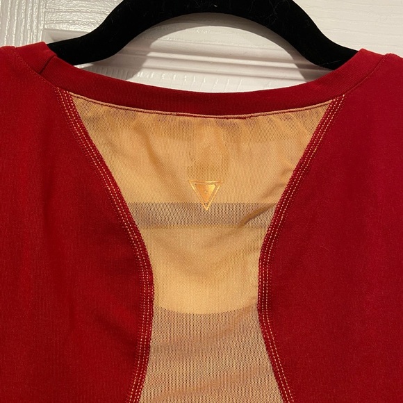 Aurum Cycling Mesh Back Red Cap Sleeve Crew Neck Athletic Top Red Gold Size 6 - Picture 6 of 11